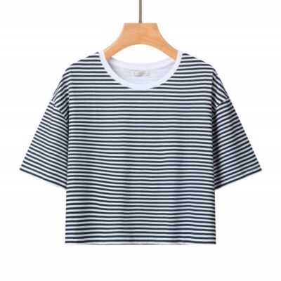 crna prugasta crop top majica