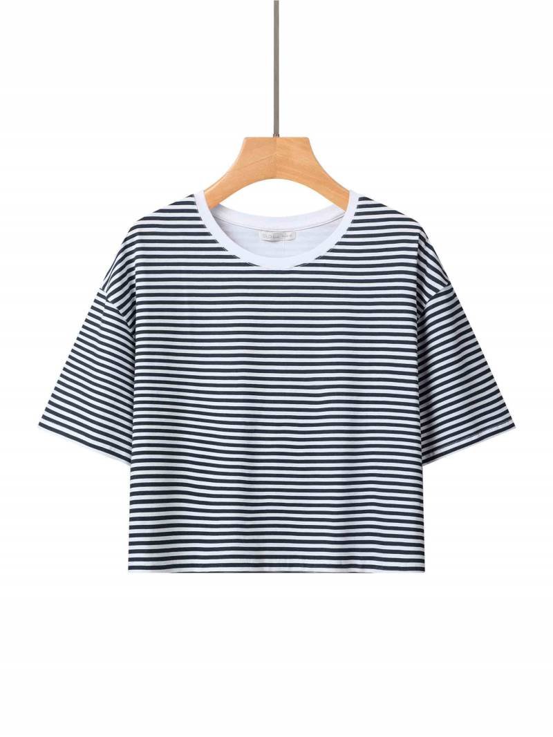 crna prugasta crop top majica