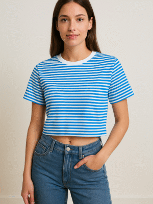 plava crop top majica