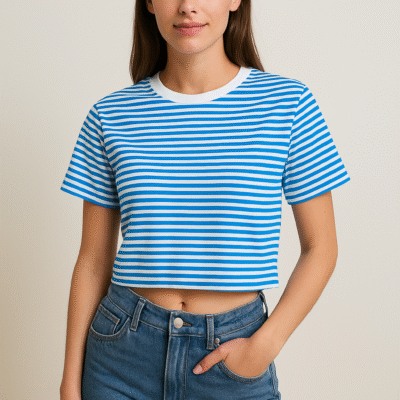 plava crop top majica